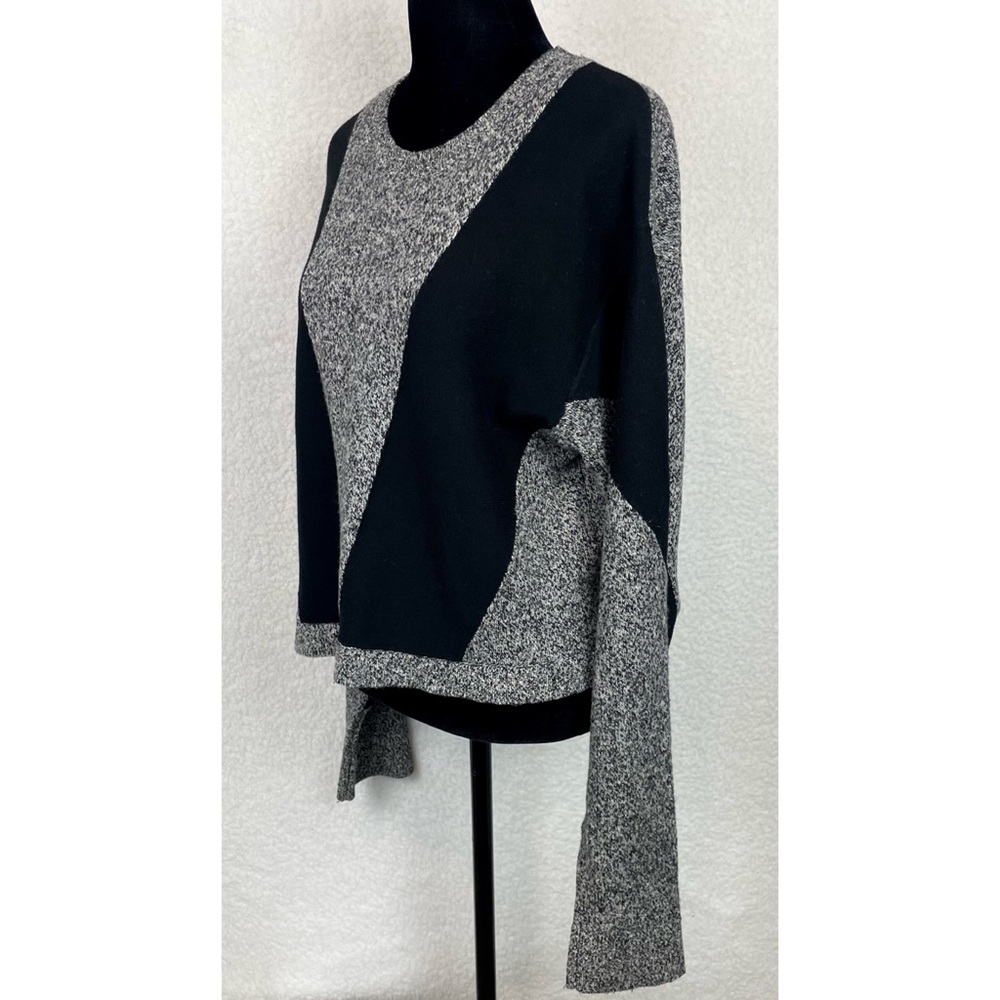 PUBLIC SCHOOL • NY Sana Black/Grey Colorblock Cropped Crewneck Knit Sweater, M - Picture 5 of 16